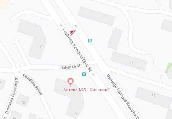 Схема рекламной плоскости по адресу Коновальца ул., 17