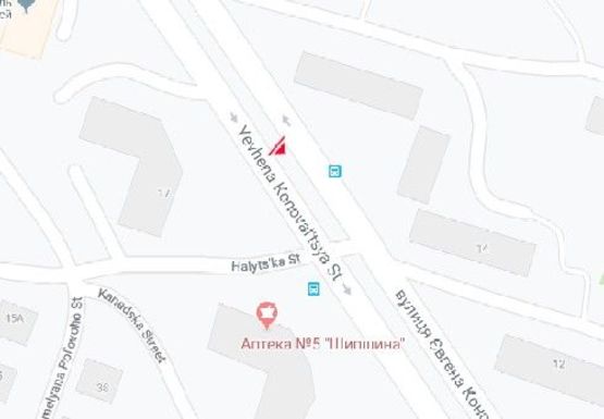 Схема рекламной плоскости по адресу Коновальца ул., 17