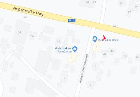 Схема рекламной плоскости по адресу Немировское шоссе - Учительская ул.