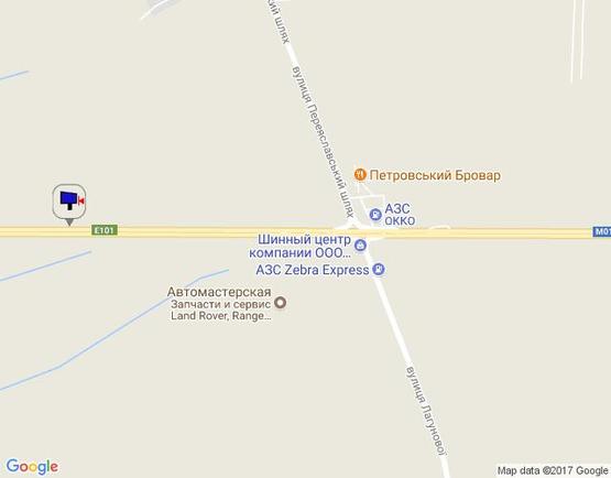 Схема рекламной плоскости по адресу м. Бровари, траса М-01, об'їзд м. Бровари, км 22+330 ліво, 2,5 км до повороту на ЖК "Скандія"