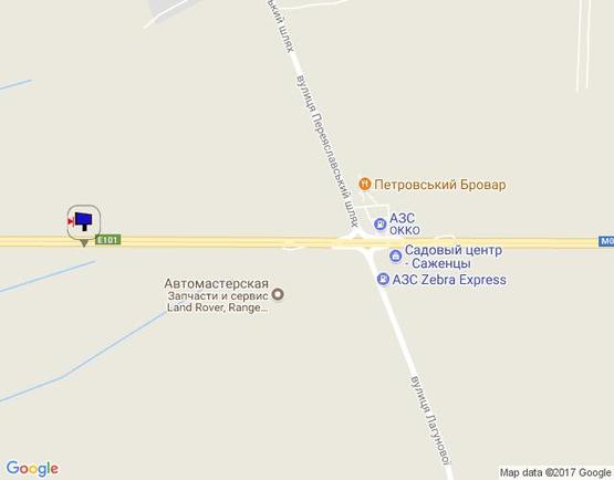 Схема рекламной плоскости по адресу м. Бровари, траса М-01, об'їзд м. Бровари, км 22+350 право, 500 м до перетину вул. Переяславький Шлях- вул. Лагунової, до ресторану "Петрівський Бровар"