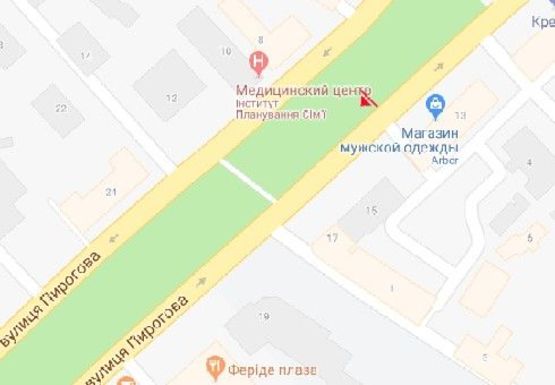 Схема рекламной плоскости по адресу Пирогова ул. [№15] (сквер)