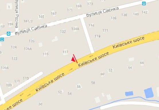 Схема рекламной плоскости по адресу Киевское шоссе, 117