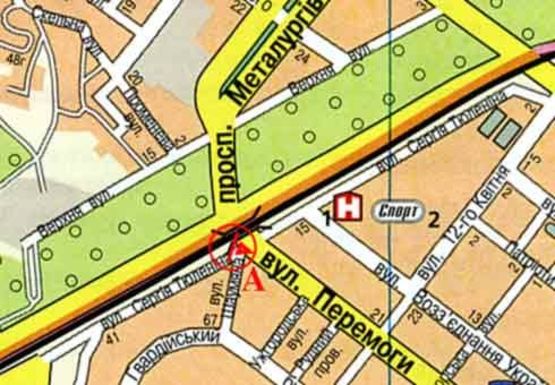 Схема рекламной плоскости по адресу Победы ул. - Тюленина ул.