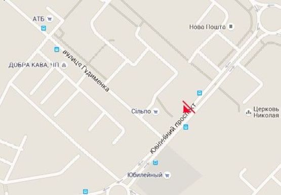 Схема рекламної площини за адресою Юбилейный пр. - Гудыменко ул.