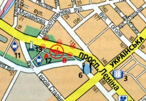 Схема рекламной плоскости по адресу Соборный пр. (1) (движение от вокзала)