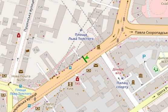 Схема рекламної площини за адресою Велика Васильківська вул., навпроти буд. №14