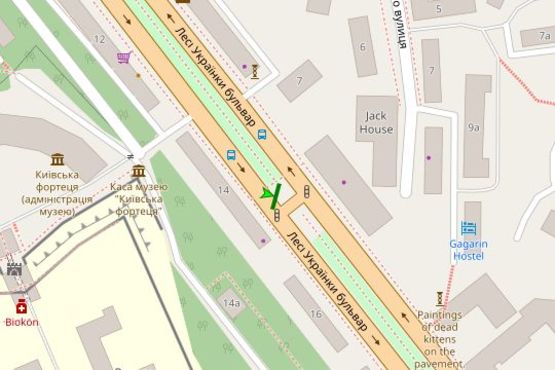 Схема рекламной плоскости по адресу Лесі Українки бульв., 14 (розподільник)