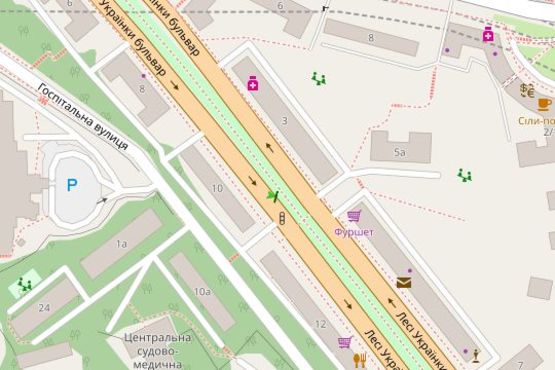 Схема рекламной плоскости по адресу Лесі Українки бульв., 10 (розподільник)