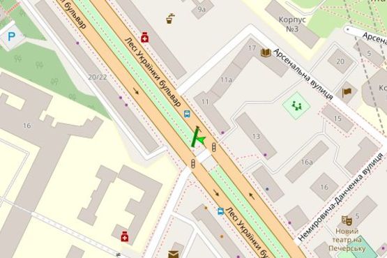 Схема рекламной плоскости по адресу Лесі Українки бульв., 11 розподільник