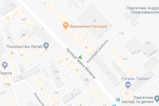 Схема рекламной плоскости по адресу Івана Мазепи вул., 9