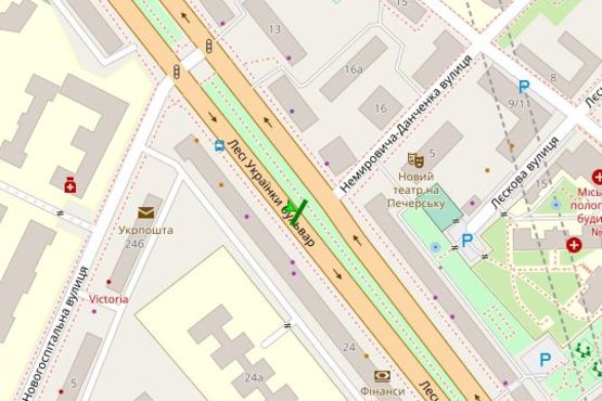 Схема рекламної площини за адресою Лесі Українки бульв., 24 №1 (розподільник - к.  )