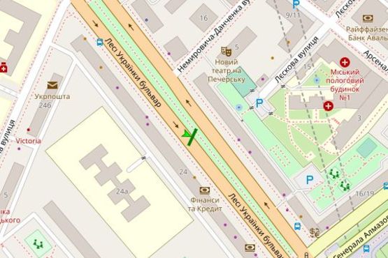 Схема рекламной плоскости по адресу Лесі Українки бульв., 24 №2 (розподільник - к. )