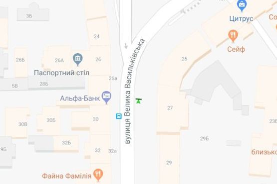 Схема рекламної площини за адресою Велика Васильківська вул., 27