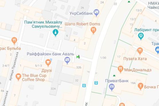 Схема рекламной плоскости по адресу Прорізна вул., 2