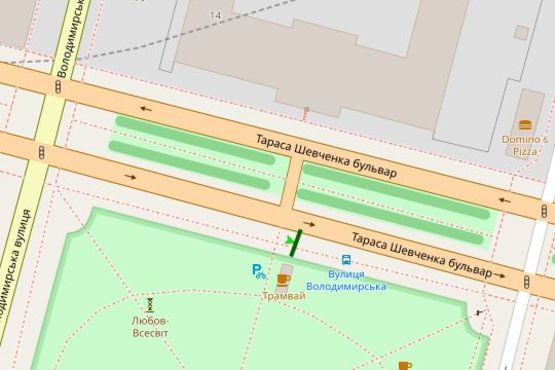 Схема рекламной плоскости по адресу Шевченка Тараса бульв., 14 №2