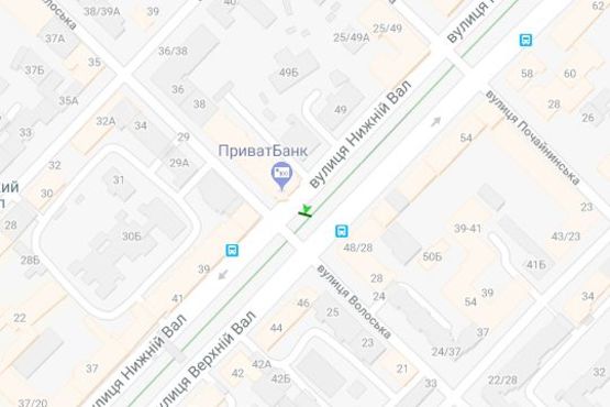 Схема рекламної площини за адресою Нижній Вал вул., 43 бульварна чатина