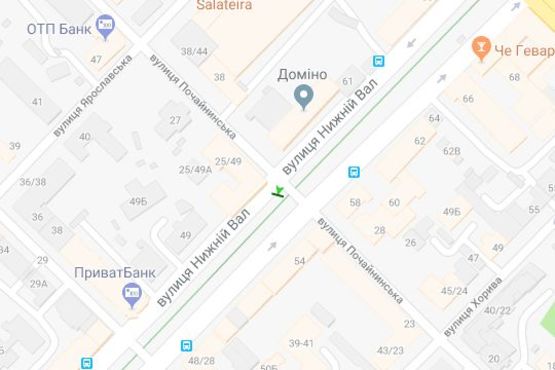 Схема рекламної площини за адресою Нижній Вал вул., Почайнинська вул.