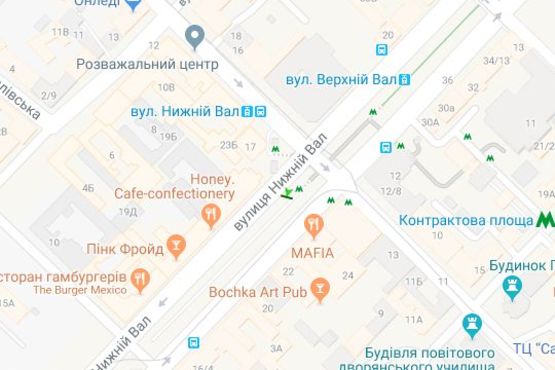 Схема рекламной плоскости по адресу Нижній Вал вул., 23, бульварна частина