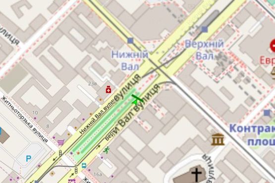 Схема рекламной плоскости по адресу Верхній Вал вул., 24 бульварна частина