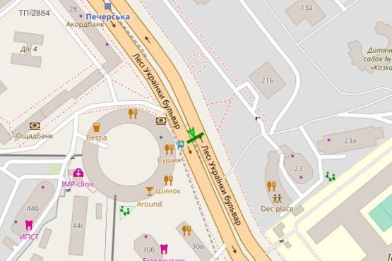 Схема рекламной плоскости по адресу Лесі Українки бульв., 28-30 ("Кругла башта") (асф. розподільник);  №5 ((1-скрол))