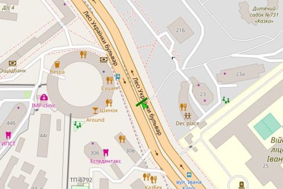 Схема рекламної площини за адресою Лесі Українки бульв., 28-30 ("Кругла башта") (асф. розподільник);  №6 ((1-скрол))