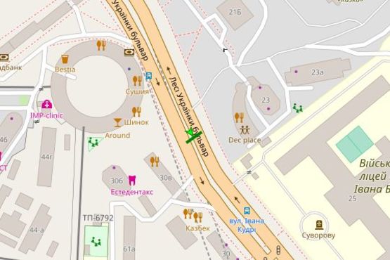 Схема рекламної площини за адресою Лесі Українки бульв., 28-30 ("Кругла башта") (асф. розподільник);  №7 ((1-скрол))