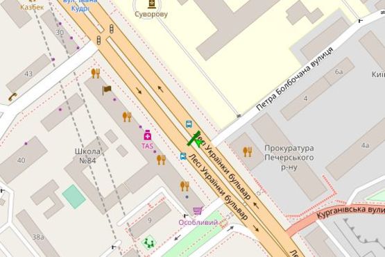 Схема рекламної площини за адресою Лесі Українки бульв., 34 (ресторан "Якіторія") (асф.розподільник); №12 ((1-скрол))