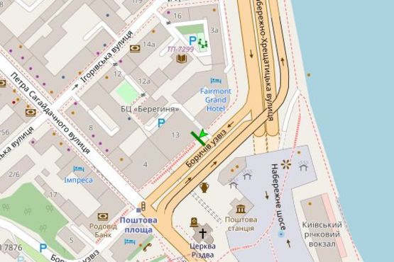 Схема рекламной плоскости по адресу Боричів узвіз, 13 №2