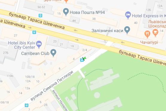 Схема рекламной плоскости по адресу Симона Петлюри вул., 2