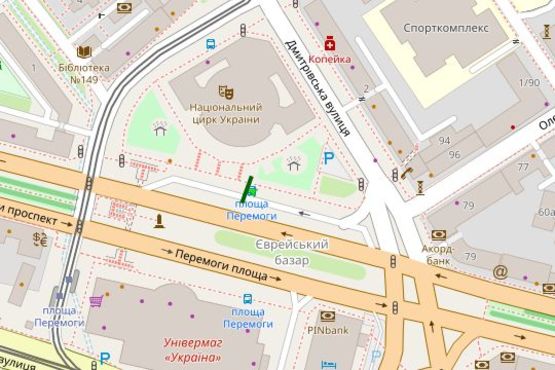 Схема рекламной плоскости по адресу Перемоги пл., 2 №1, зуп. "площа Перемоги"