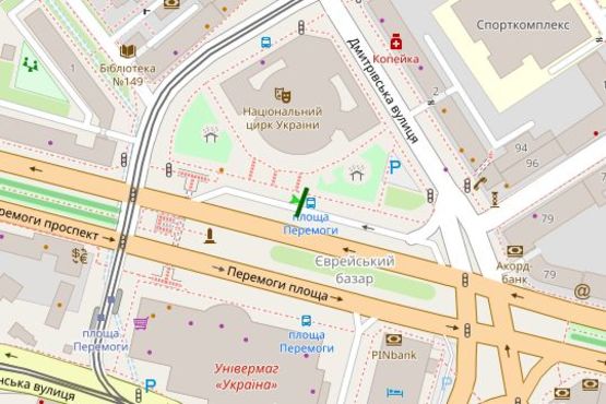 Схема рекламной плоскости по адресу Перемоги пл., 2 №1, зуп. "площа Перемоги"