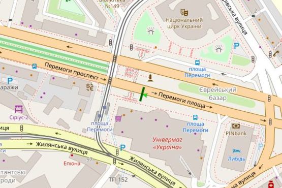 Схема рекламной плоскости по адресу Перемоги пл., 3 біля ТЦ "Україна"