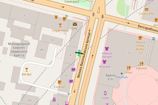 Схема рекламной плоскости по адресу Велика Васильківська вул., 4 зуп. "Бесарабська площа"