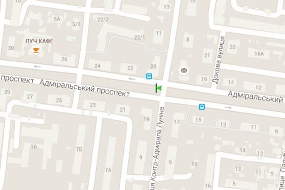 Схема рекламної площини за адресою Адміральський просп. - Контрадмірала Луніна вул.
