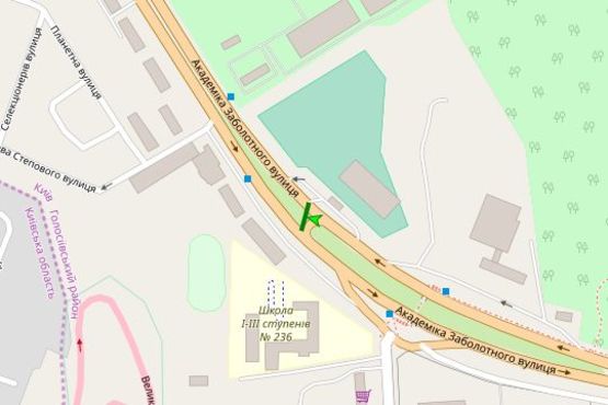Схема рекламной плоскости по адресу Академіка Заболотного вул., 142, на розподілювачі (в направл. Одеськой пл.)