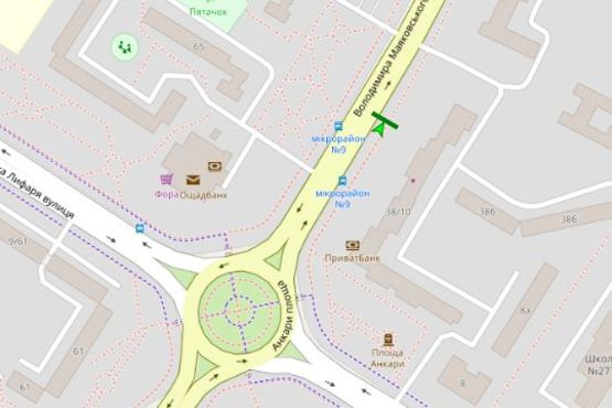 Схема рекламной плоскости по адресу Володимира Маяковського просп., 38/10