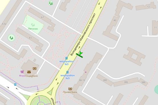 Схема рекламної площини за адресою Володимира Маяковського просп., 38/10