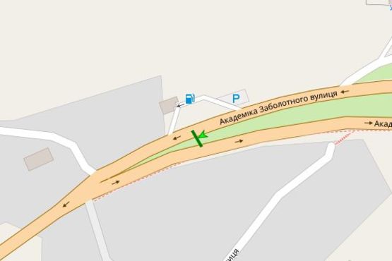 Схема рекламной плоскости по адресу Академіка Заболотного вул., на розподіювачі (в направл. Одесской пл.)