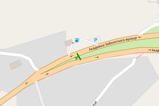 Схема рекламної площини за адресою Академіка Заболотного вул., на розподіювачі (в направл. Столичного шосе)