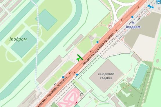 Схема рекламной плоскости по адресу Академіка Глушкова просп., 12 (в направл. Голосеевского просп.)