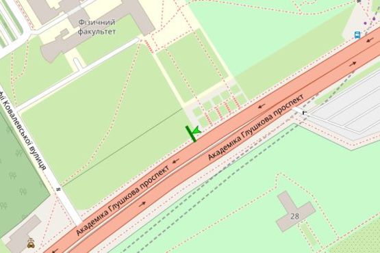 Схема рекламной плоскости по адресу Академіка Глушкова просп., навпроти НВЦ "Експоцентр України" (в направл. Одесской пл.)