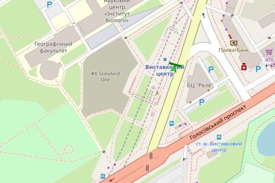 Схема рекламной плоскости по адресу Васильківська вул., ст.м. Виставковий центр