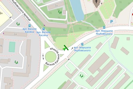 Схема рекламної площини за адресою Василя Касіяна вул. - Маршала Якубовського вул., 2 (в  направл.Глушкова)