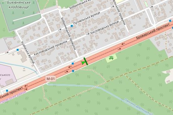 Схема рекламної площини за адресою Броварський просп., на розподілювачі №3 (в напрямку Броварів)