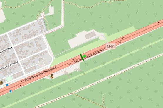 Схема рекламной плоскости по адресу Броварський просп., на розподілювачі №4 (в напрямку Києва)