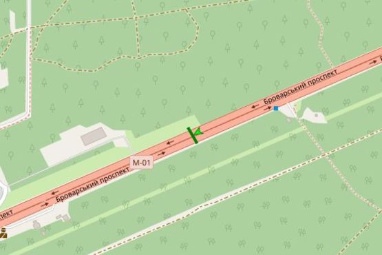 Схема рекламной плоскости по адресу Броварський просп.,  на розподілювачі №5 (в напрямку Києва)