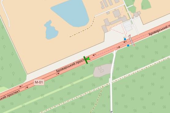 Схема рекламної площини за адресою Броварський просп., на розподілювачі №6 (в напрямку Києва)