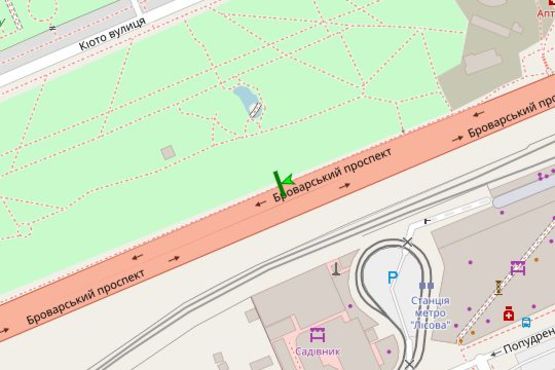 Схема рекламной плоскости по адресу Броварський просп., 200 метрів від ст.м. Лісова
