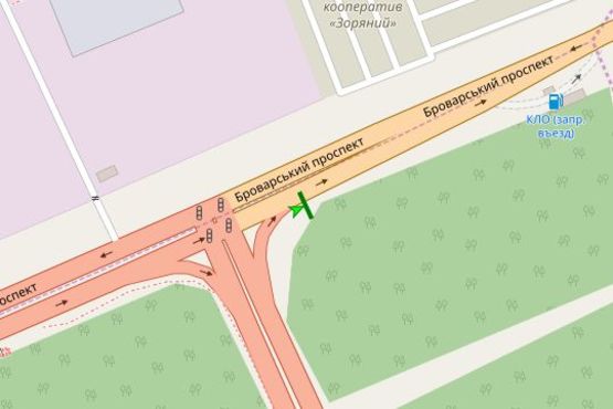Схема рекламной плоскости по адресу Броварський просп., на в'їзд до Броварів
